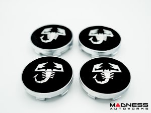 Center Wheel Caps - Black w/ Silver ABARTH Scorpion - 60mm